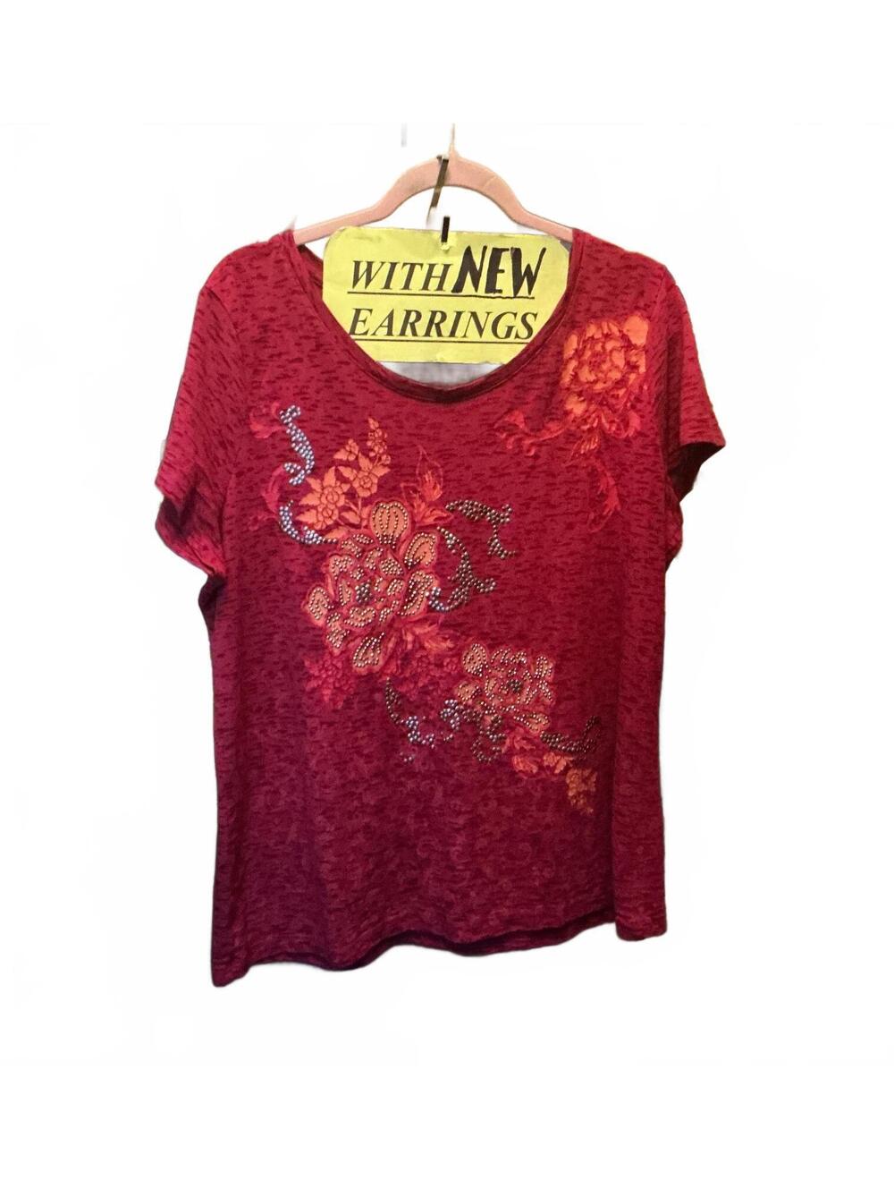 XL Ruby Rose Top & New Earrings
